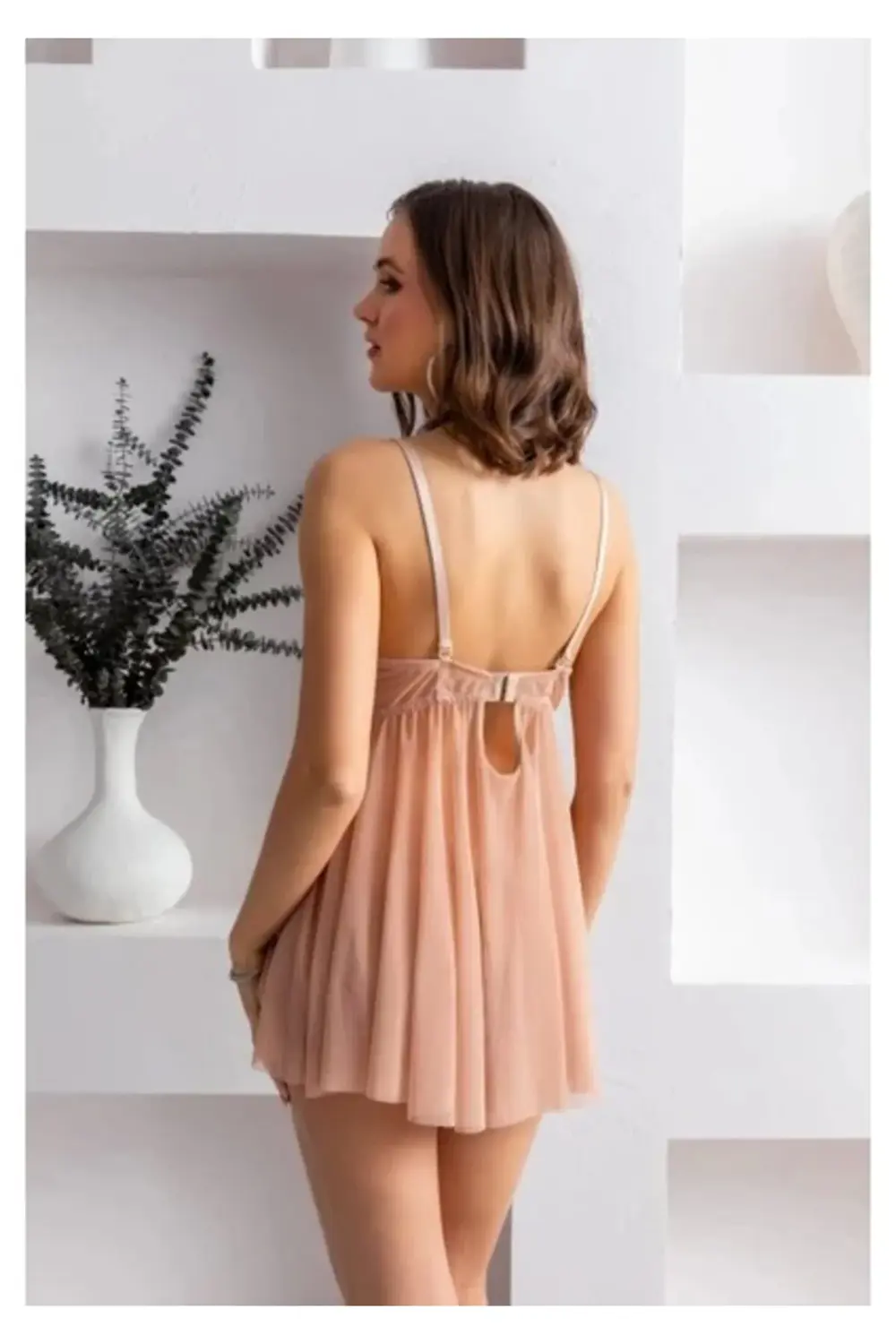 Pilelistore Gallipoli 31932 Çiçek Desenli Tül Gecelik