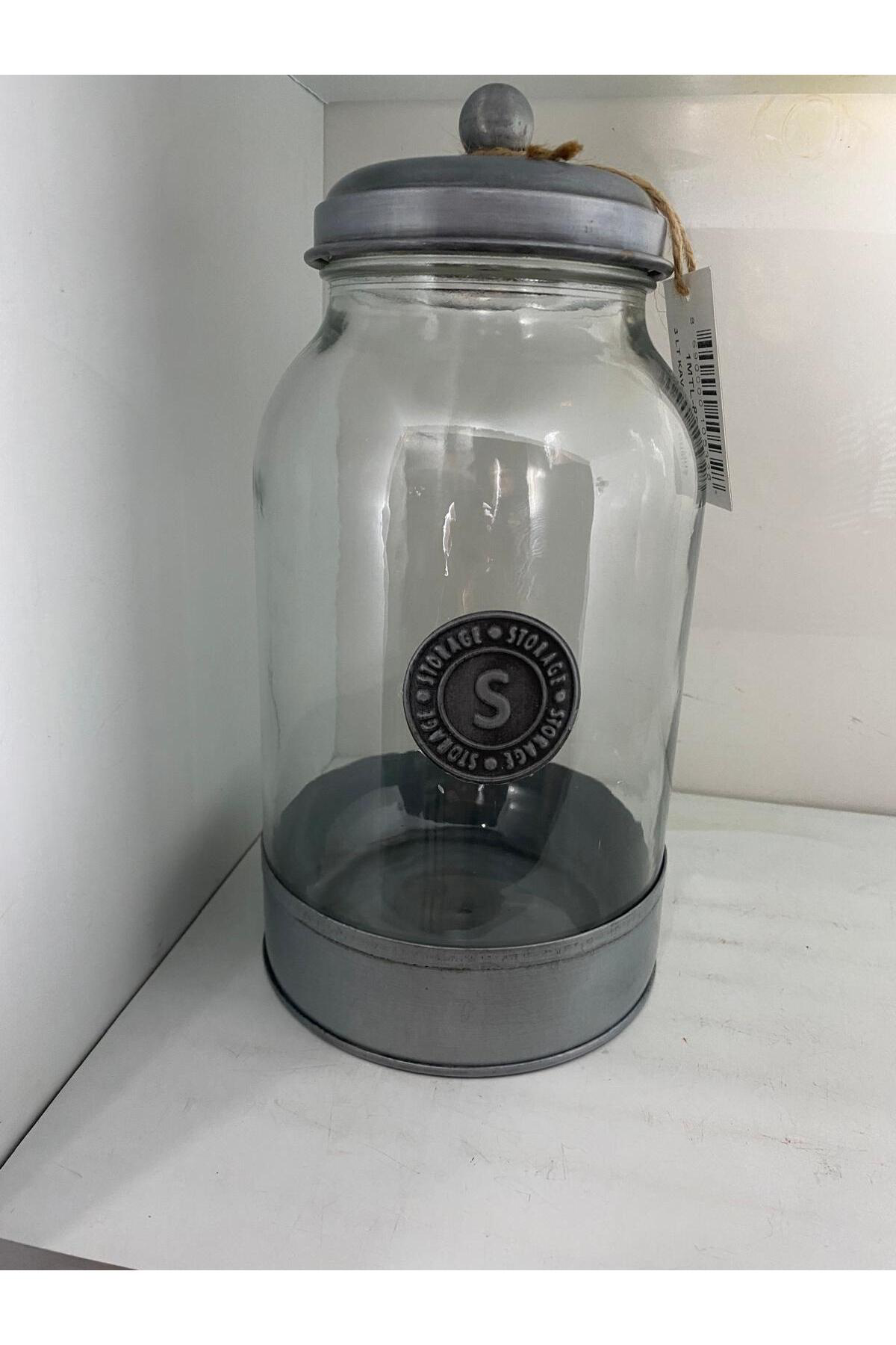 Elif Aksesuar Galvaniz 3 Lt Cam Kavanoz