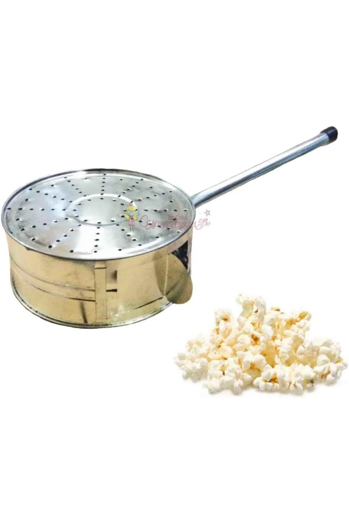 Galvaniz Nostaljik Ocak Üstü Yağsız Mısır Patlatma Makinesi Hububat Pop Corn Tava Popcorn Ten