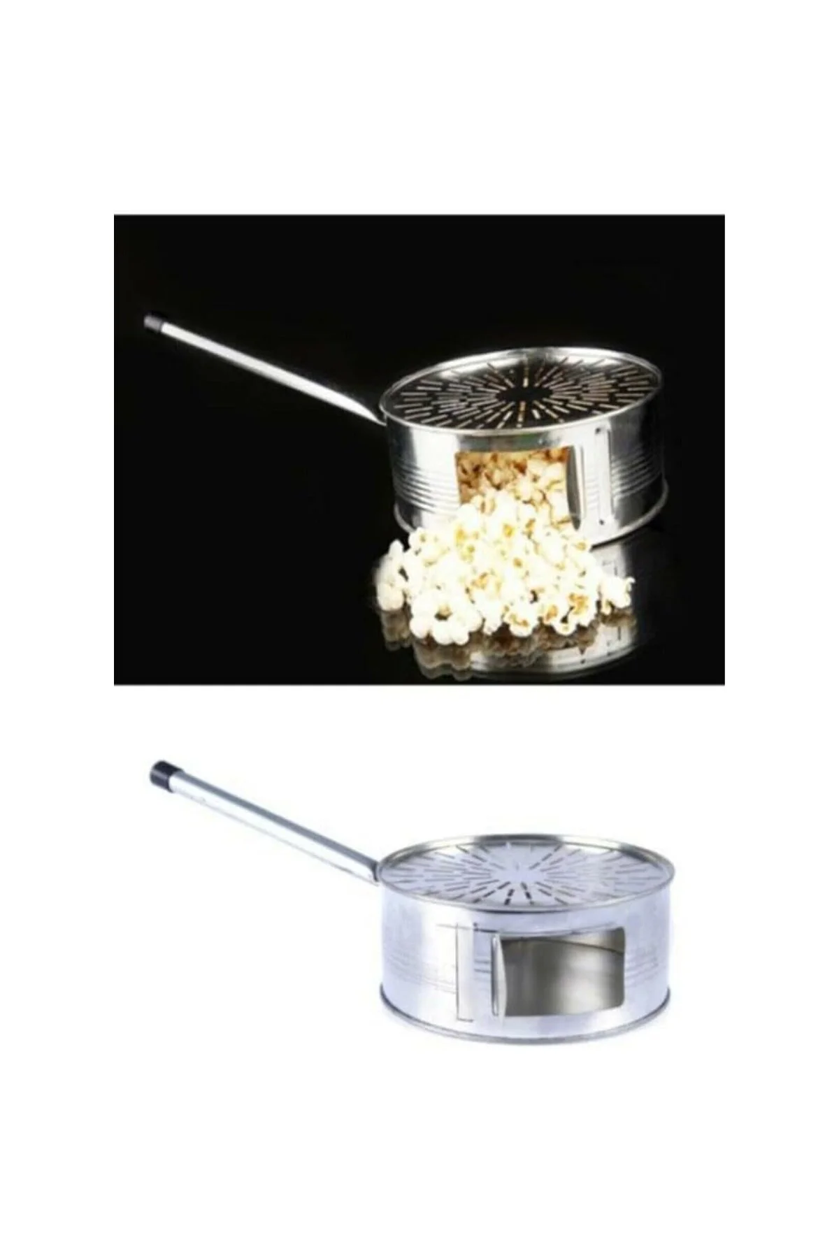 Galvaniz Nostaljik Ocak Üstü Yağsız Mısır Patlatma Makinesi Hububat Pop Corn Tava Popcorn Ten