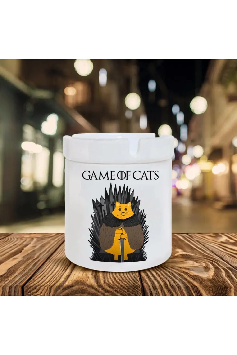 Game Of Cats Baskılı Seramik Küllük