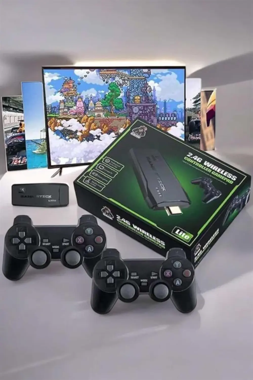 Game Stick 2000 Oyunlu 2.4G Kablosuz Çift Kol Yüksek Hassasiyetli