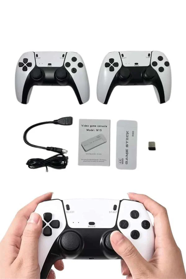 Game Stick 4K Retro Çift Kollu Atari Konsolu - 20.000+ Oyun, Şık Beyaz Tasarım