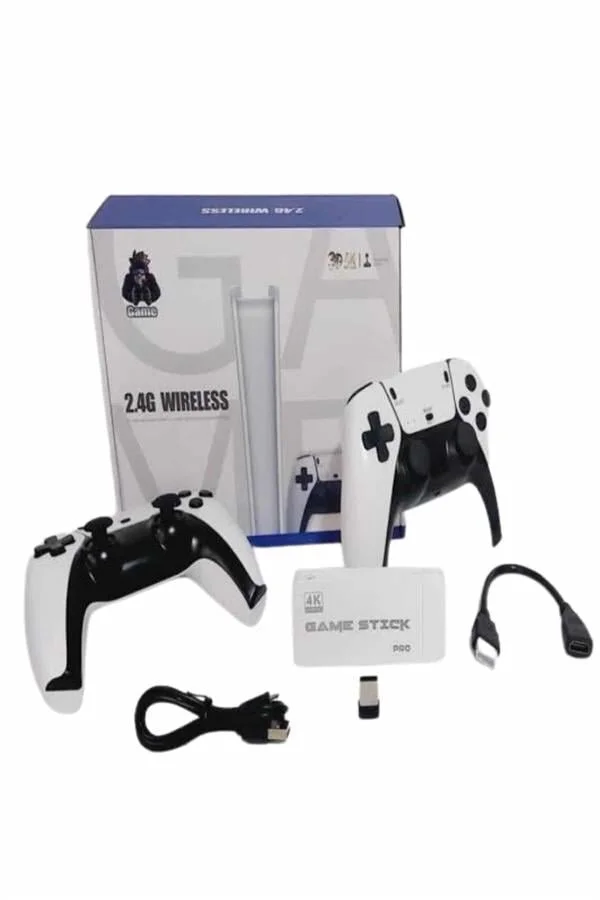 Game Stick 4K Retro Çift Kollu Atari Konsolu - 20.000+ Oyun, Şık Beyaz Tasarım