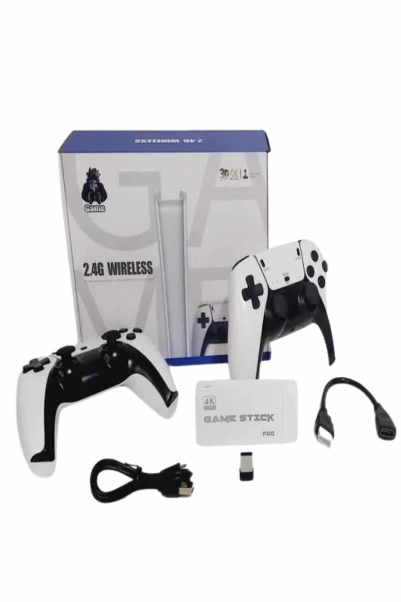Game Stick 4K Retro Çift Kollu Atari Konsolu - 20.000+ Oyun, Beyaz Tasarım