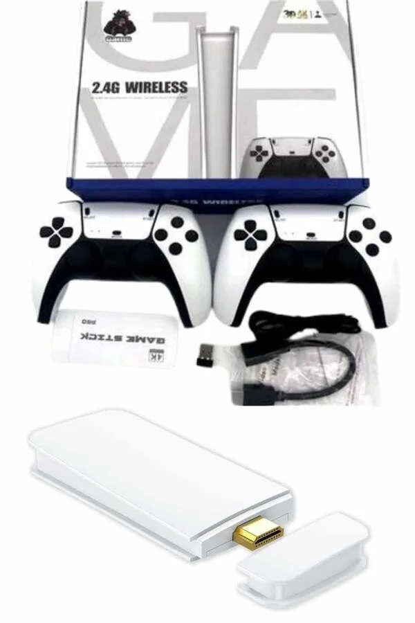 Game Stick 4K Retro Çift Kollu Atari Konsolu - 20.000+ Oyun, Şık Beyaz Tasarım