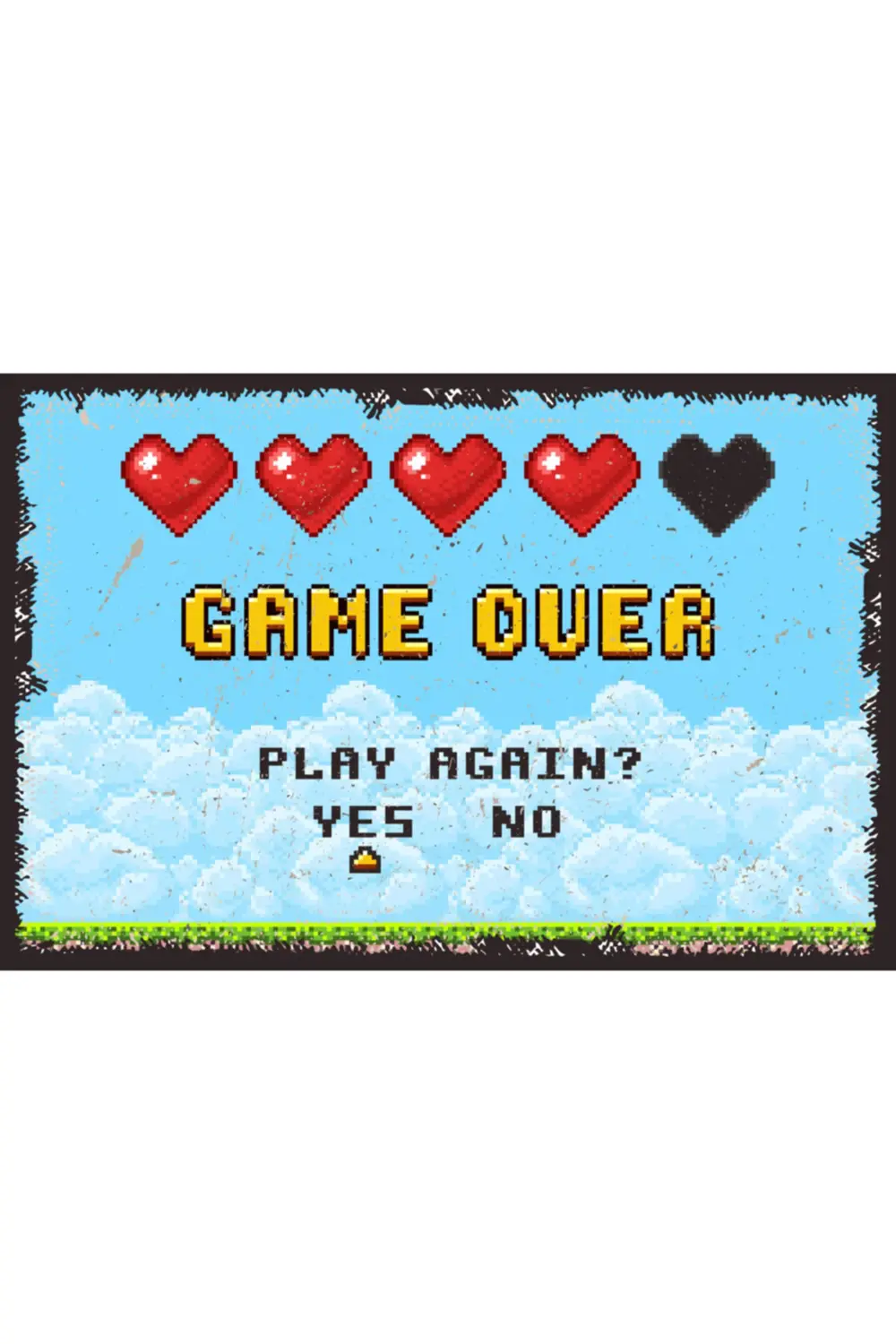 Gameover Tasarım Retro Ahşap Poster