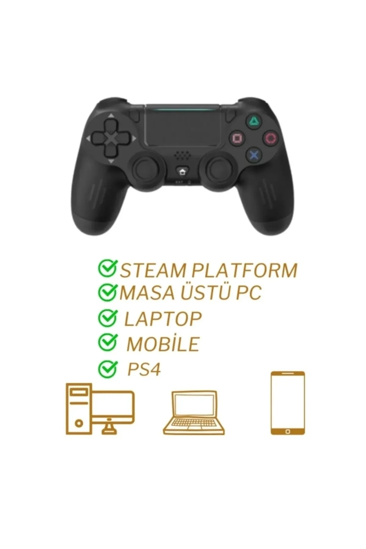 Gamepad Bluetooth bağlantılı siyah Playstation 4 uyumlu 1 yıl garantili kablolu kablosuz