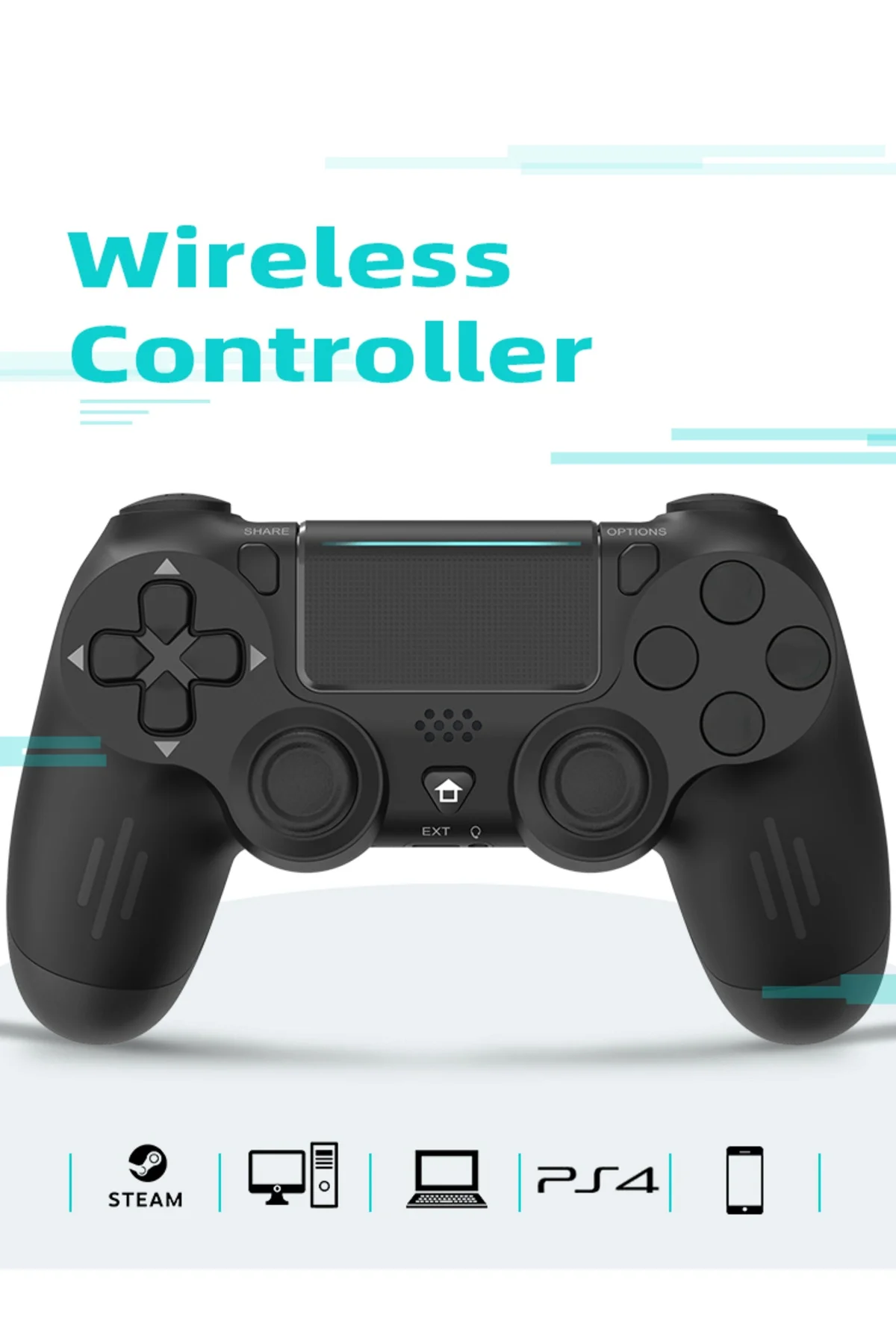 Gamepad Bluetooth bağlantılı siyah Playstation 4 uyumlu 1 yıl garantili kablolu kablosuz