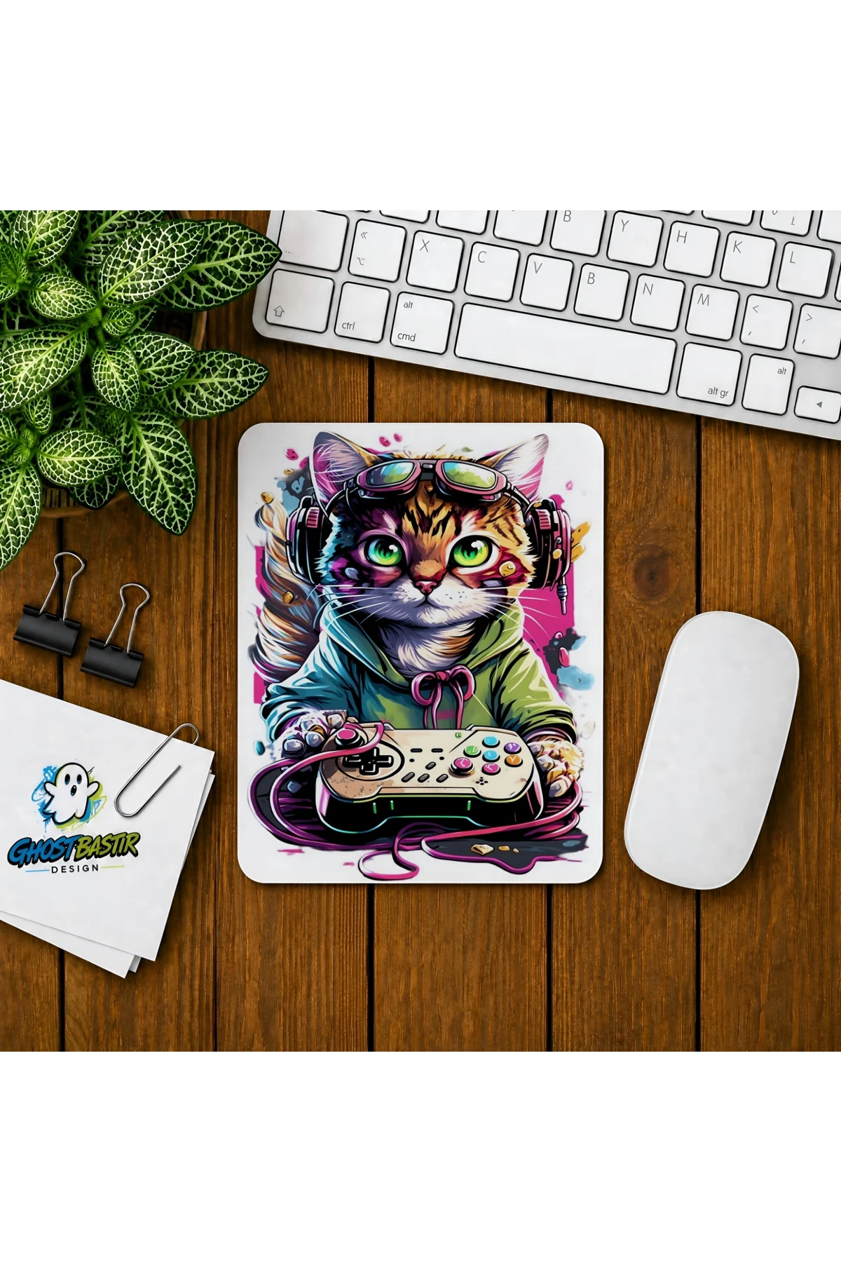 Gamer Cat Baskılı Oyuncu Mousepad 076