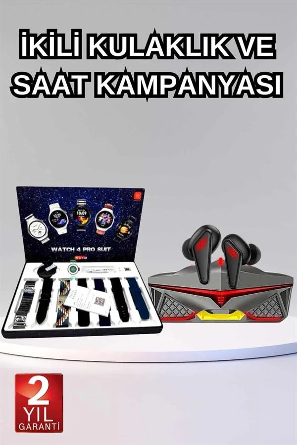 Gamer Oyuncu Seti Bluetooth Kulaklık ve Akıllı Saat - Bluetooth 5.0, GPS, 8 g Hafif, Uzun Pil Ömrü