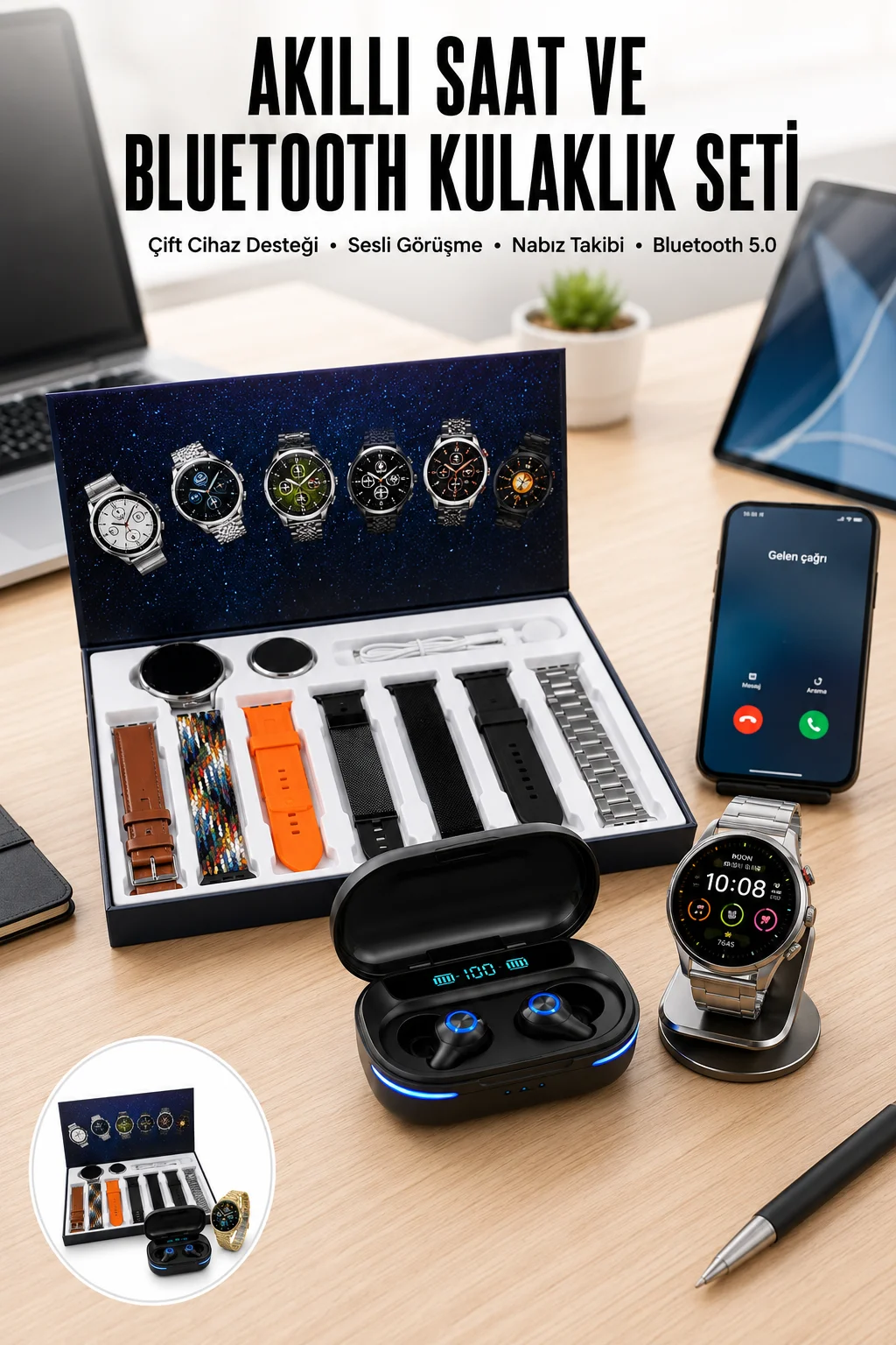 Gamer Oyuncu Seti Bluetooth Kulaklık Ucuz Kaliteli Yeni Nesil Akıllı Saat