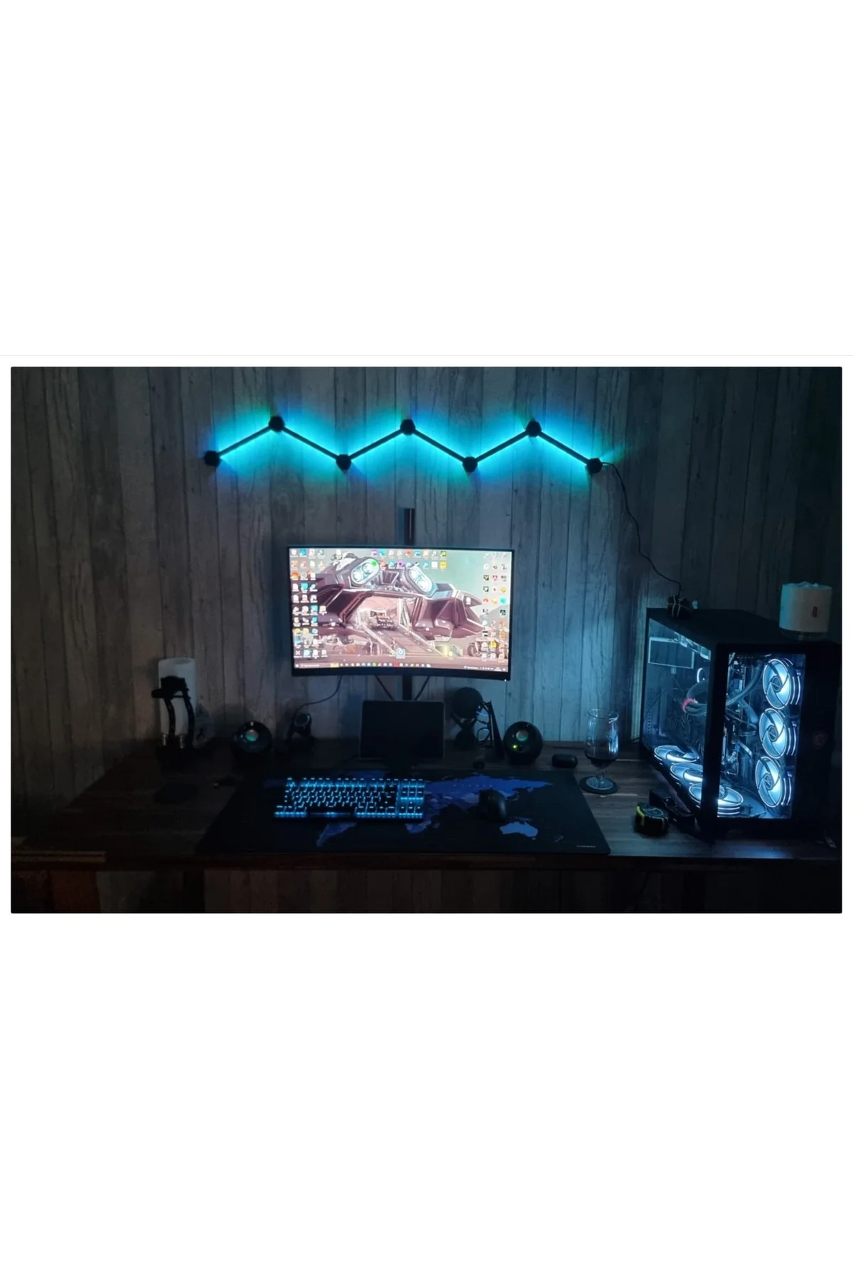 Gamer Room Dekoratif Hexa Duvar Işık Barı
