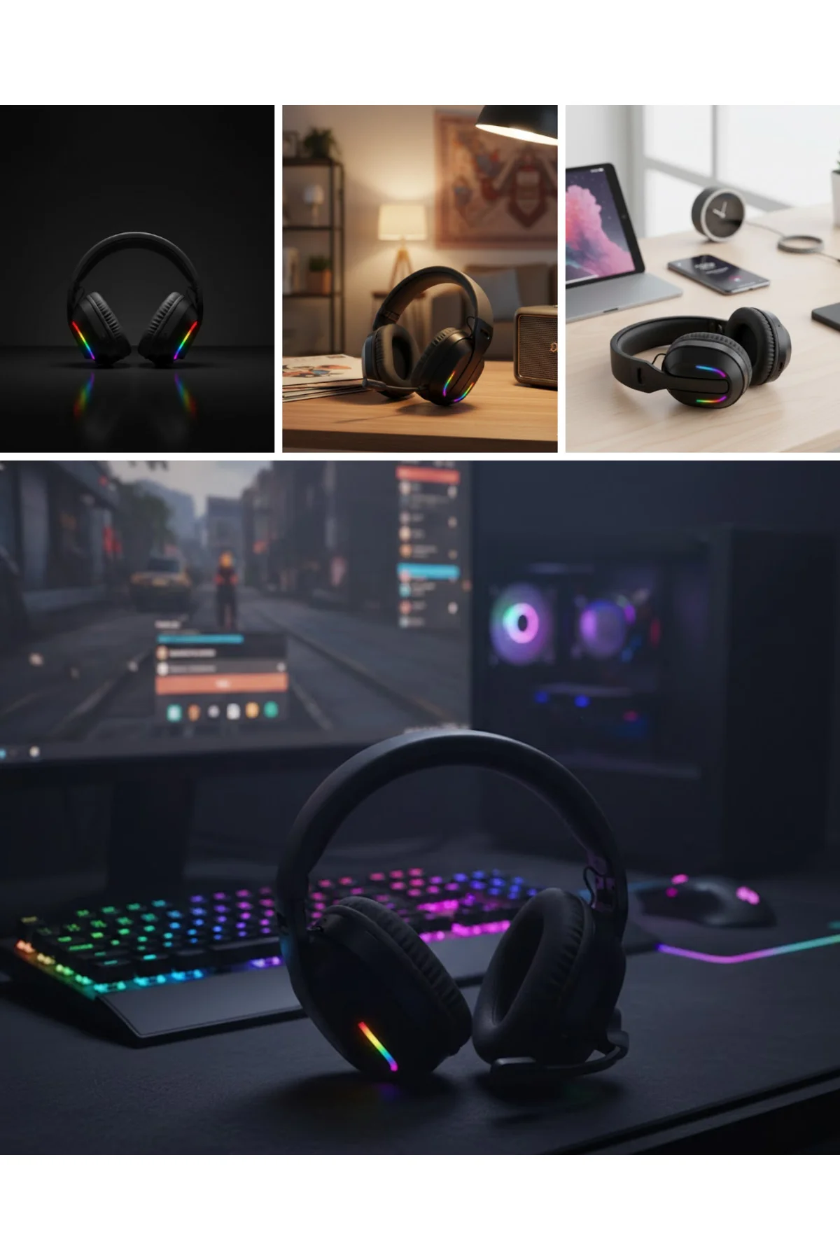 Gaming Headset Kablosuz Bluetooth 40MM Sürücülü Mikrofonlu Oyuncu Kulaklığı
