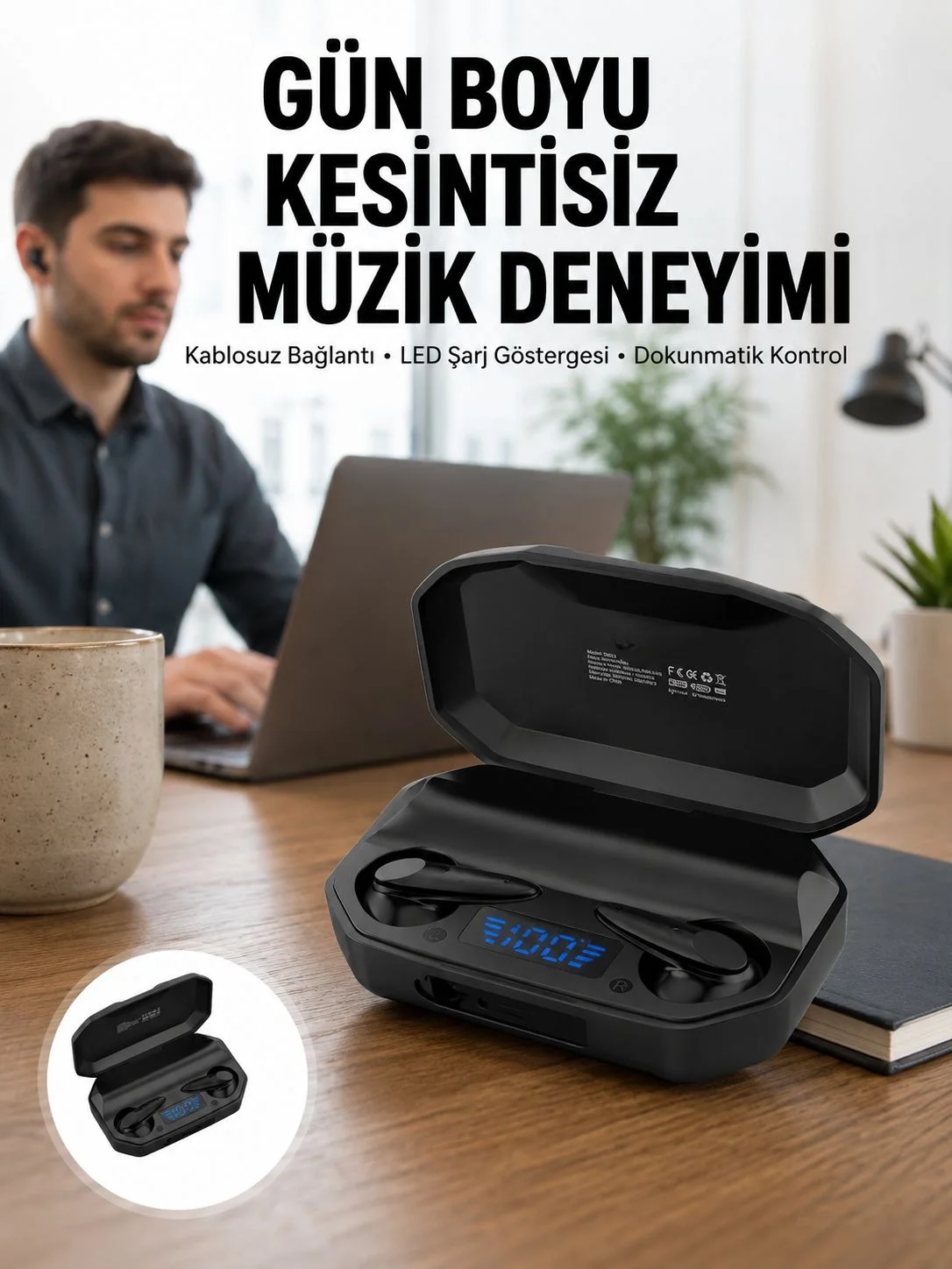 Gaming Kulaklık Bluetooth 5.2 Kablosuz Kulakiçi Rgb Işıklı Çift M