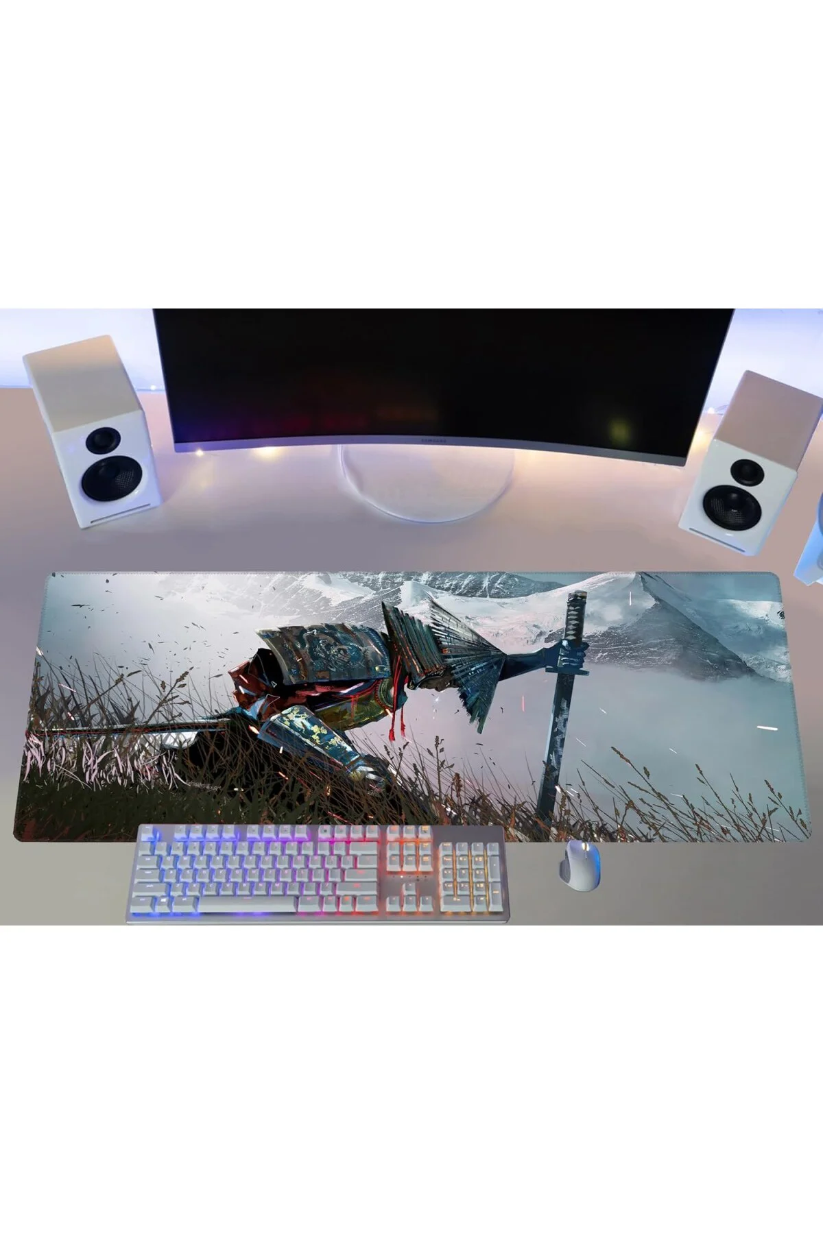 Gaming Mouse Pad 90x40 Mouse Pad XXL Büyük Oyuncu Mouse Pad Speed Mousepad (Samurai, 90x