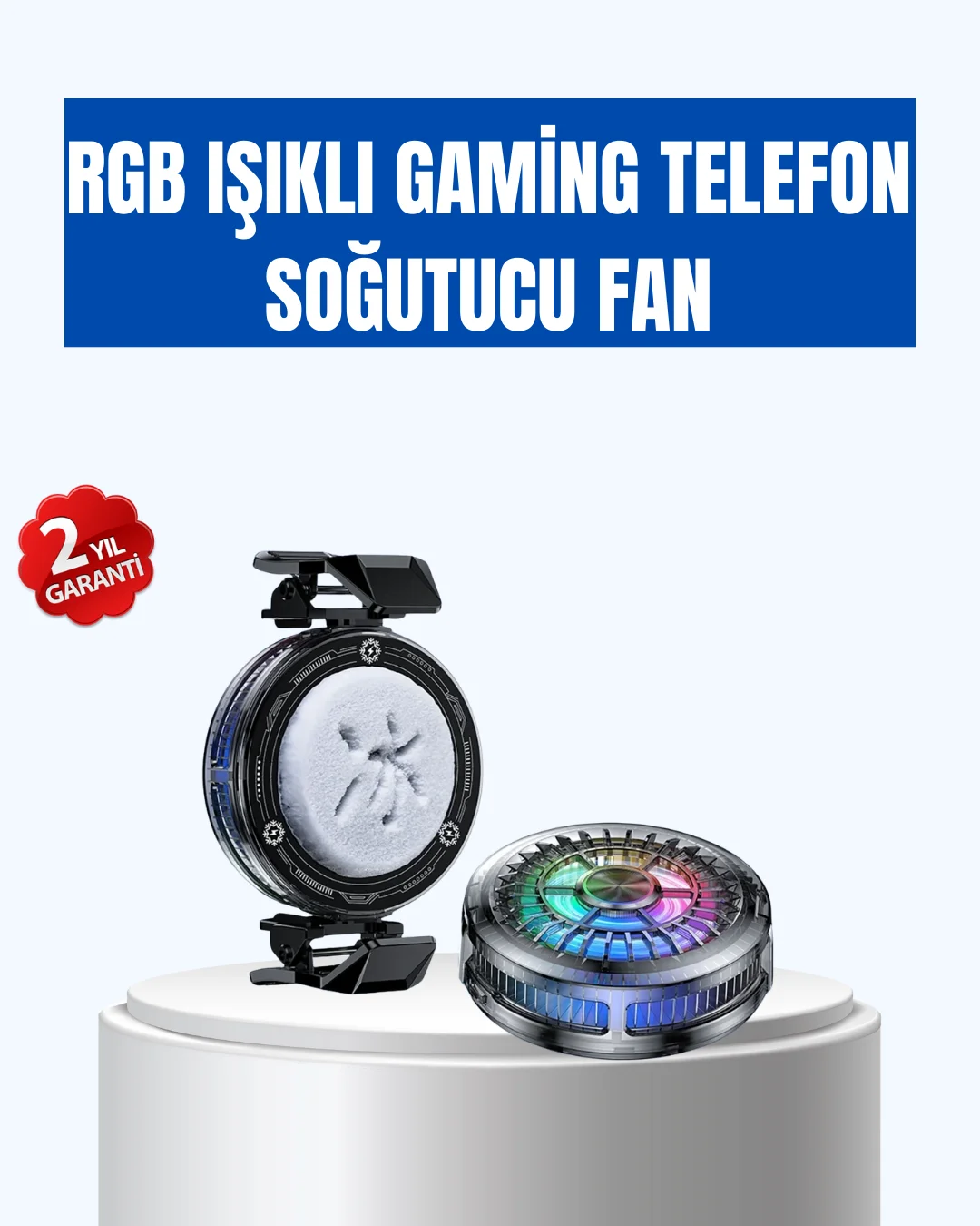 Gaming Telefon Soğutucu RGB Fan Sessiz Çalışma Tüm Modeller Uyumlu