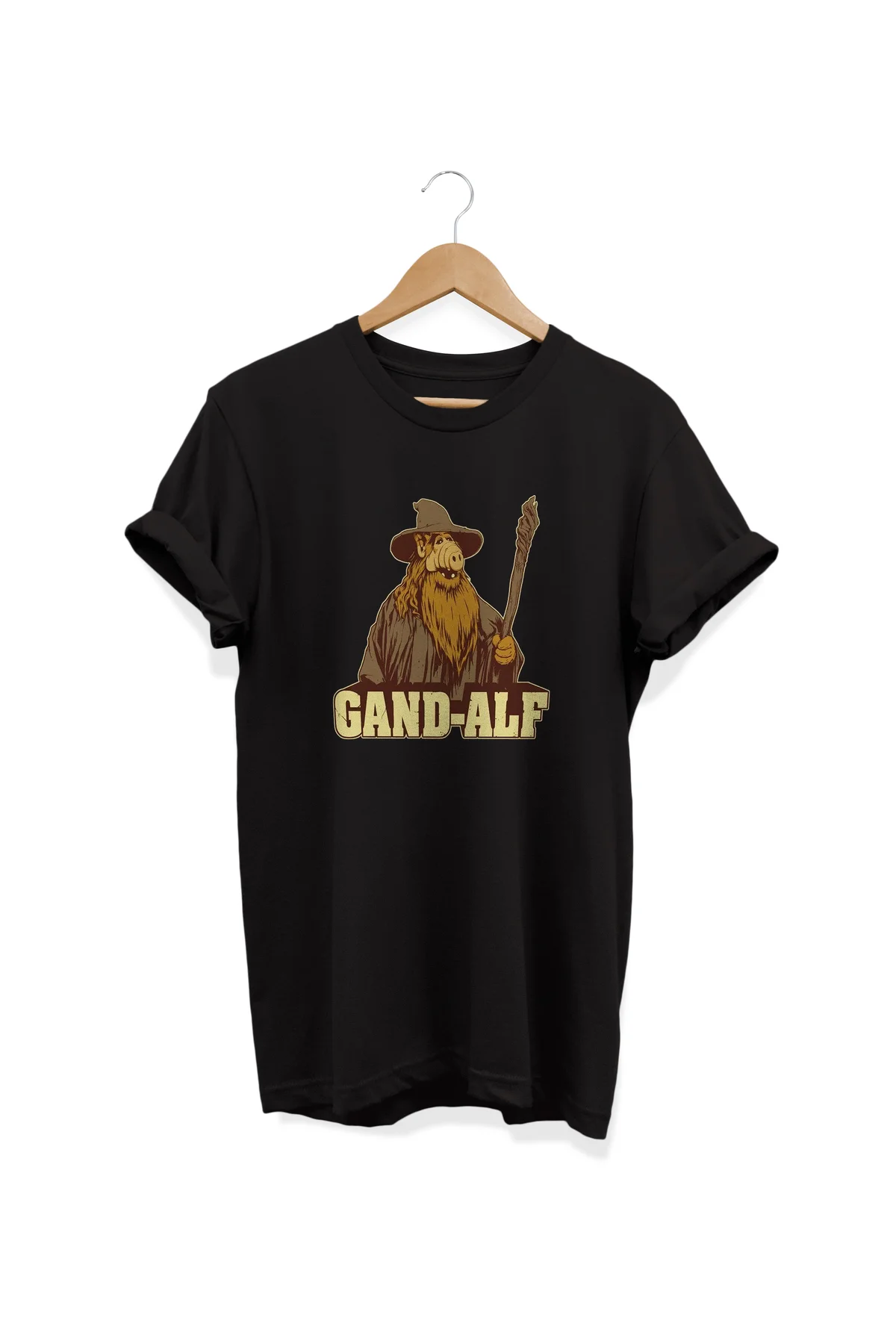 , GAND-ALF. Baskılı, %100 Pamuk, Bisiklet Yaka, Normal Beden Tişö