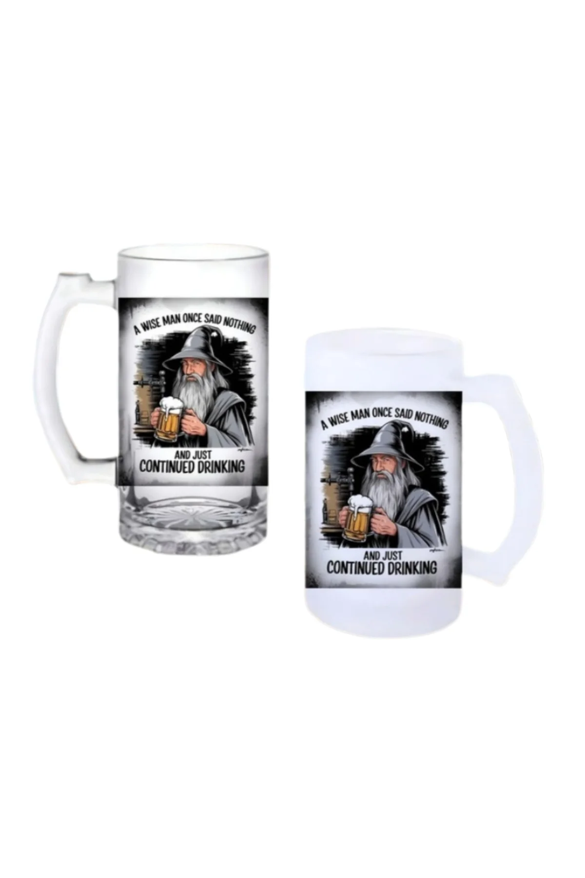 Gandalf Kulplu Bira Bardağı Buzlu veya Şeffaf Seçenekli 075