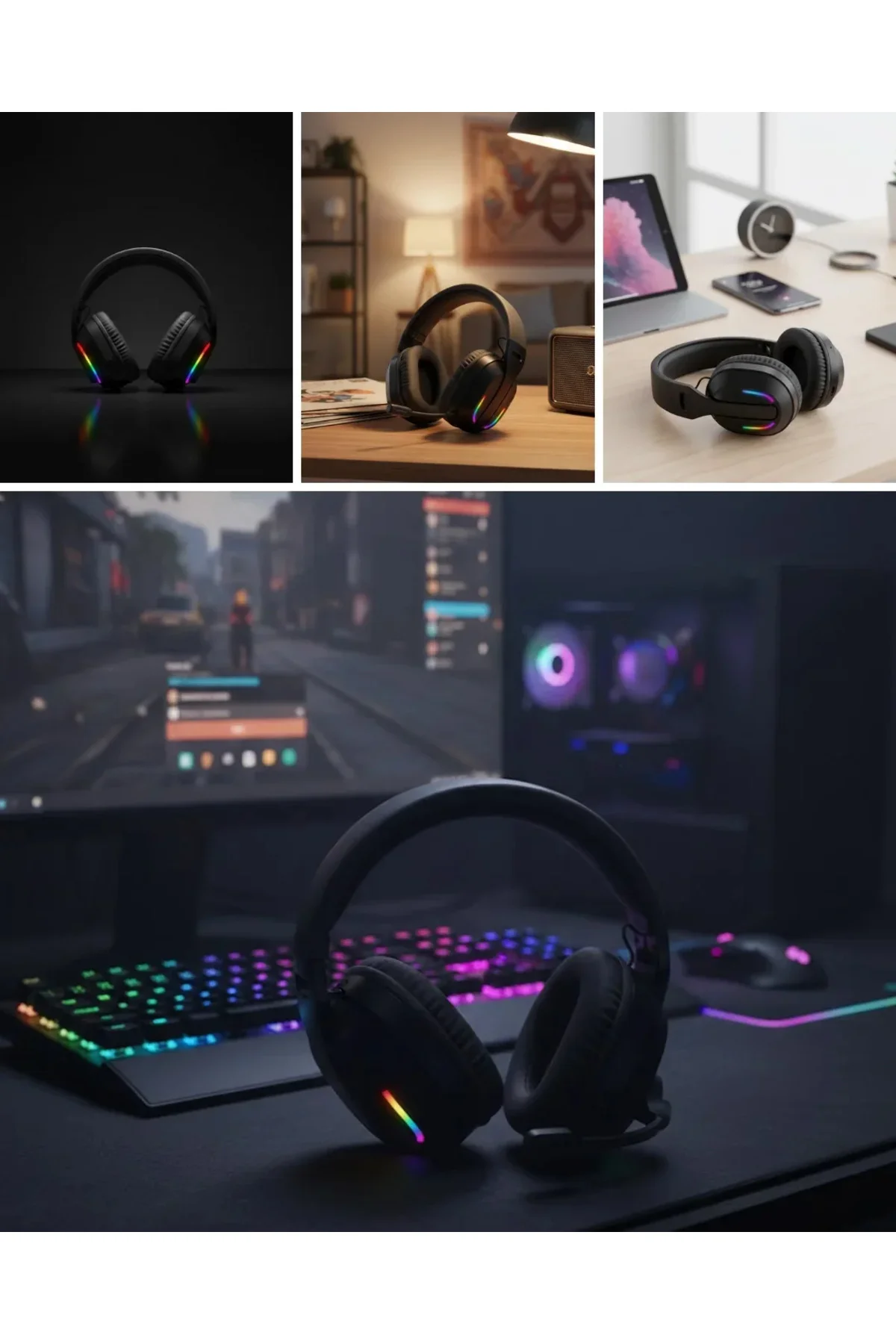 Gang Headset Kablosuz Bluetooth 40MM Sürücülü krofonlu Oyuncu Kulaklığı