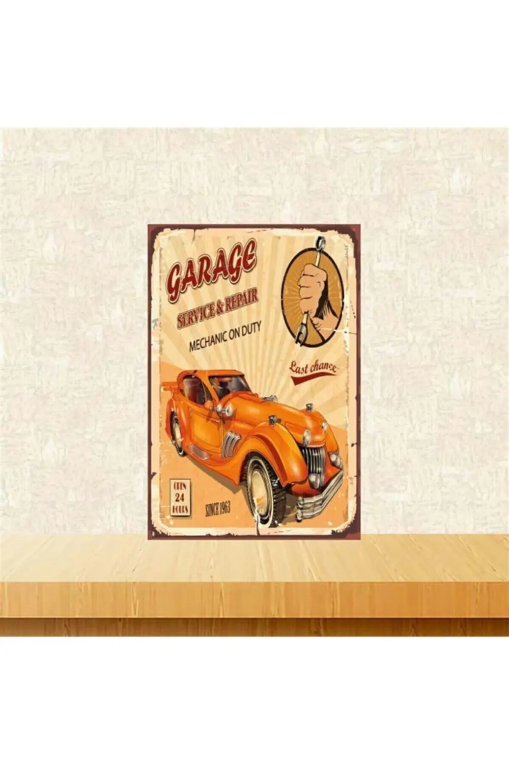 Garage 20-30 Cm Retro Ahşap Poster Tkfx4234
