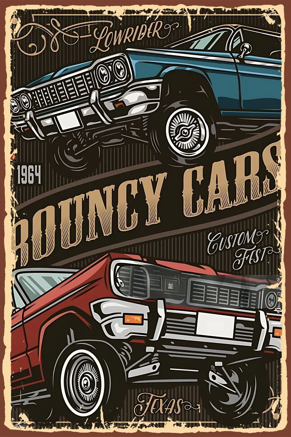 Garage Car Araba Retro Ahşap Poster
