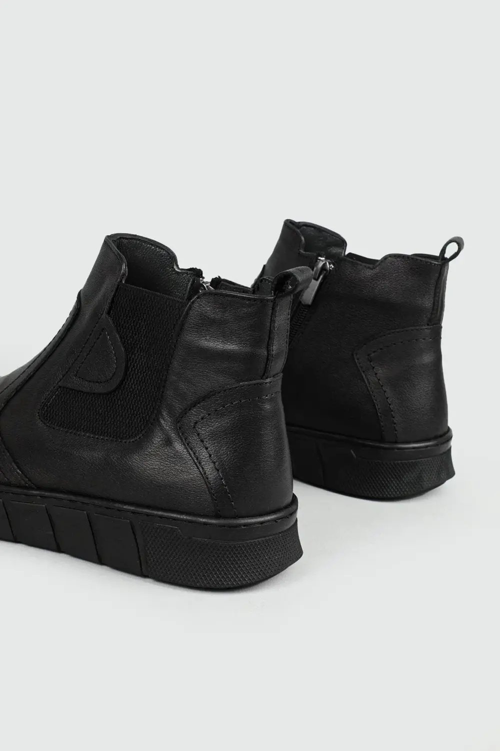 Garantili Hakiki Deri Lastik Bağcıklı Kaymaz Taban Erkek Kısa Bot