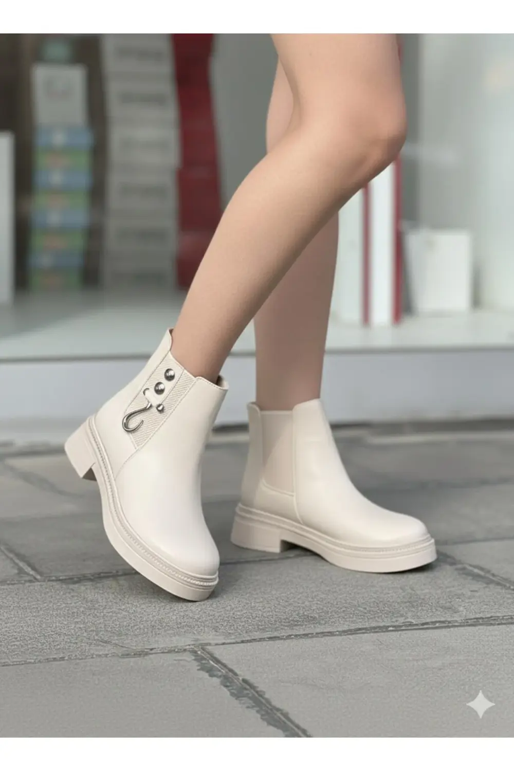 Garantili Su Geçirmez Kaymaz Taban Kalın Topuklu Kadın Şık Tarz B