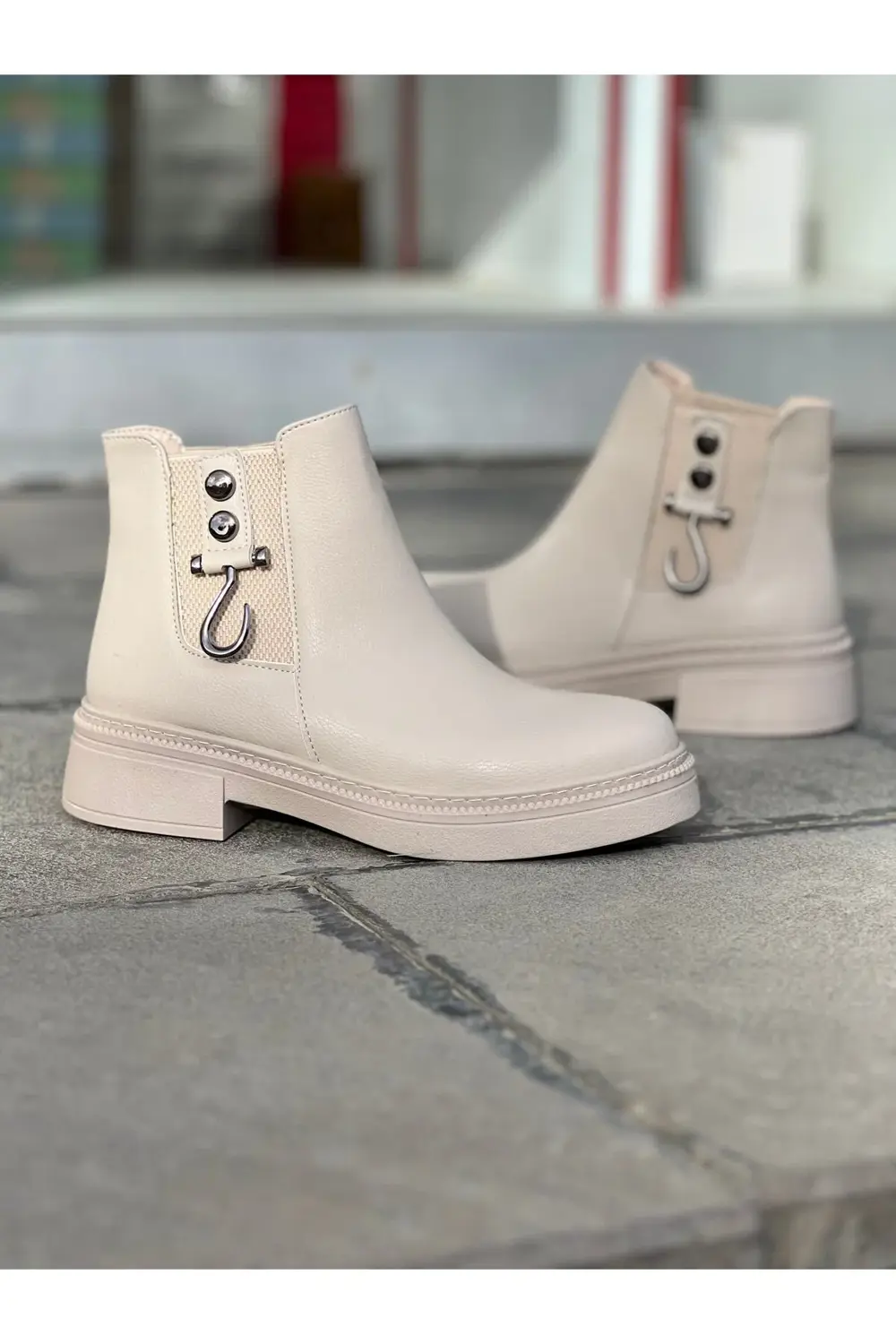 Garantili Su Geçirmez Kaymaz Taban Kalın Topuklu Kadın Şık Tarz B