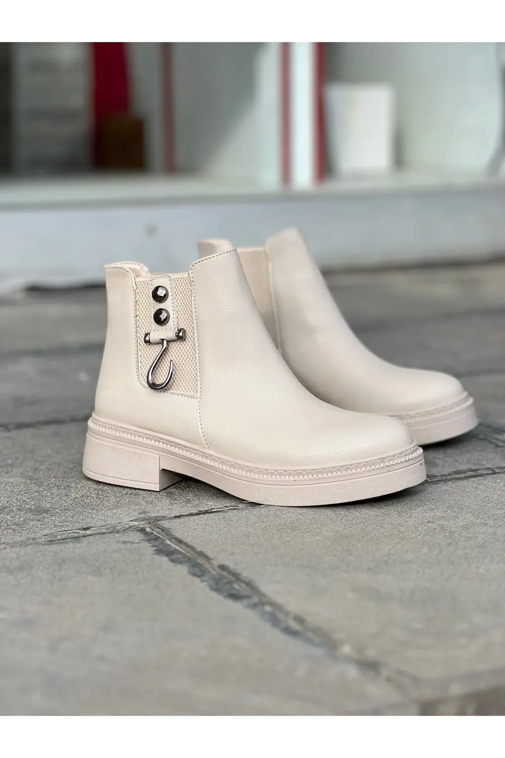 Garantili Su Geçirmez Kaymaz Taban Kalın Topuklu Kadın Şık Tarz B