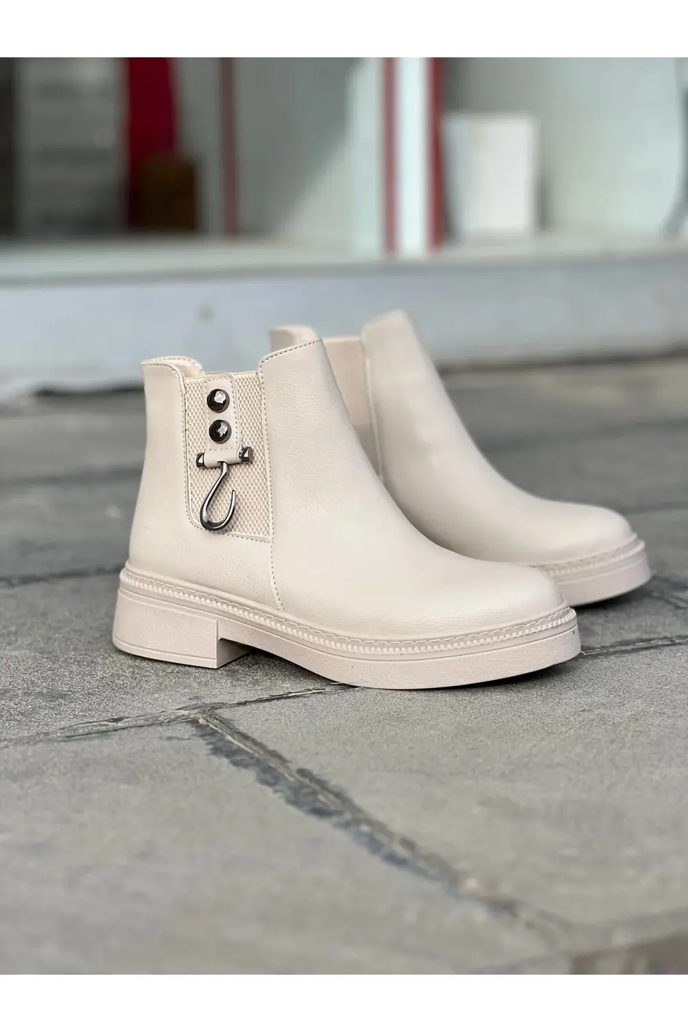 Garantili Su Geçirmez Kaymaz Taban Kalın Topuklu Kadın Şık Tarz B