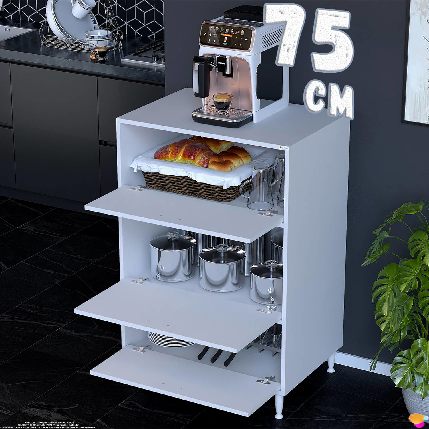 Garda 3 Kapaklı Mutfak Dolabı 75 cm Çok Amaçlı Mikrodalga Fırın T Garda 3 Kapaklı Mutfak Dolabı 75 cm Çok Amaçlı Mikrodalga Fırın T