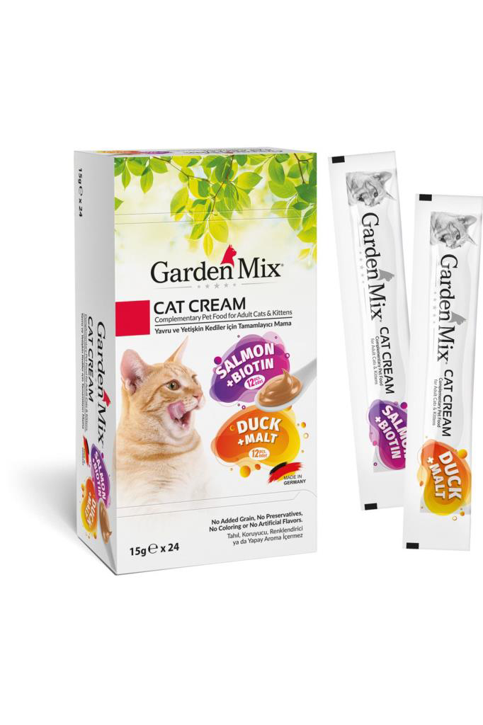 Gardenmix Somon+Biotin VE Ördek+Malt Kedi Ödül Maması 15 gr x 24 