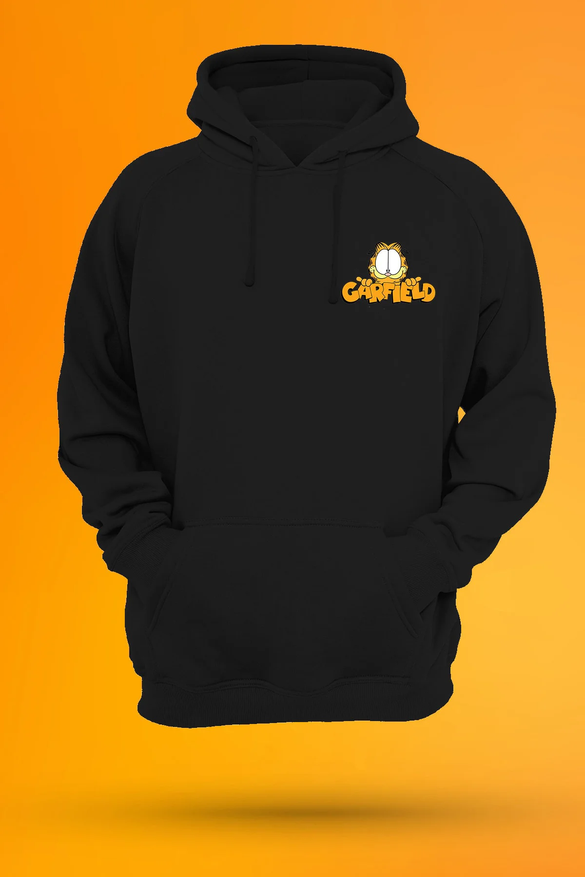 Garfield Baskılı Fermuarsız Kapüşonlu Sweatshirt