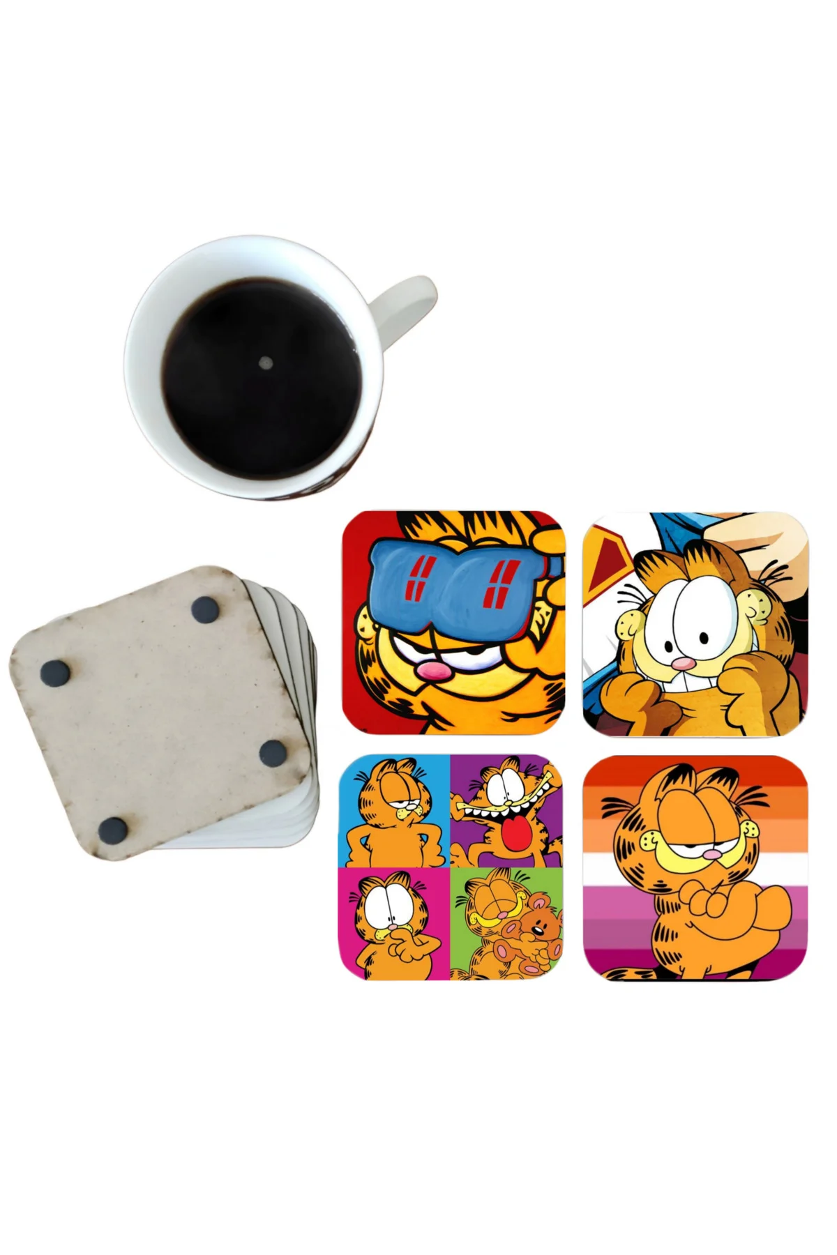 Garfield Dekoratif Ahşap Bardak Altlığı Seti 0110
