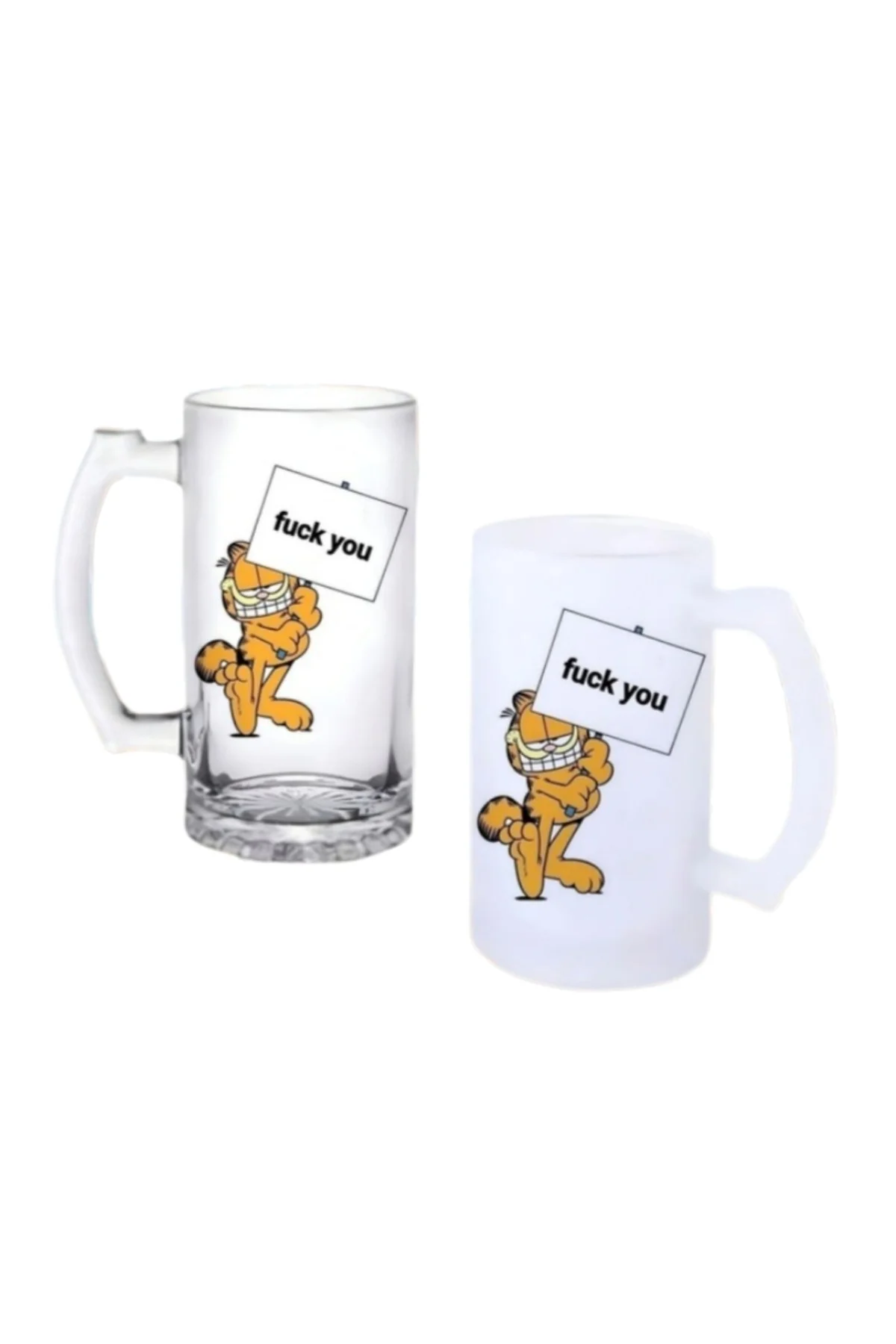 Garfield Kulplu Bira Bardağı Buzlu veya Şeffaf Seçenekli 077