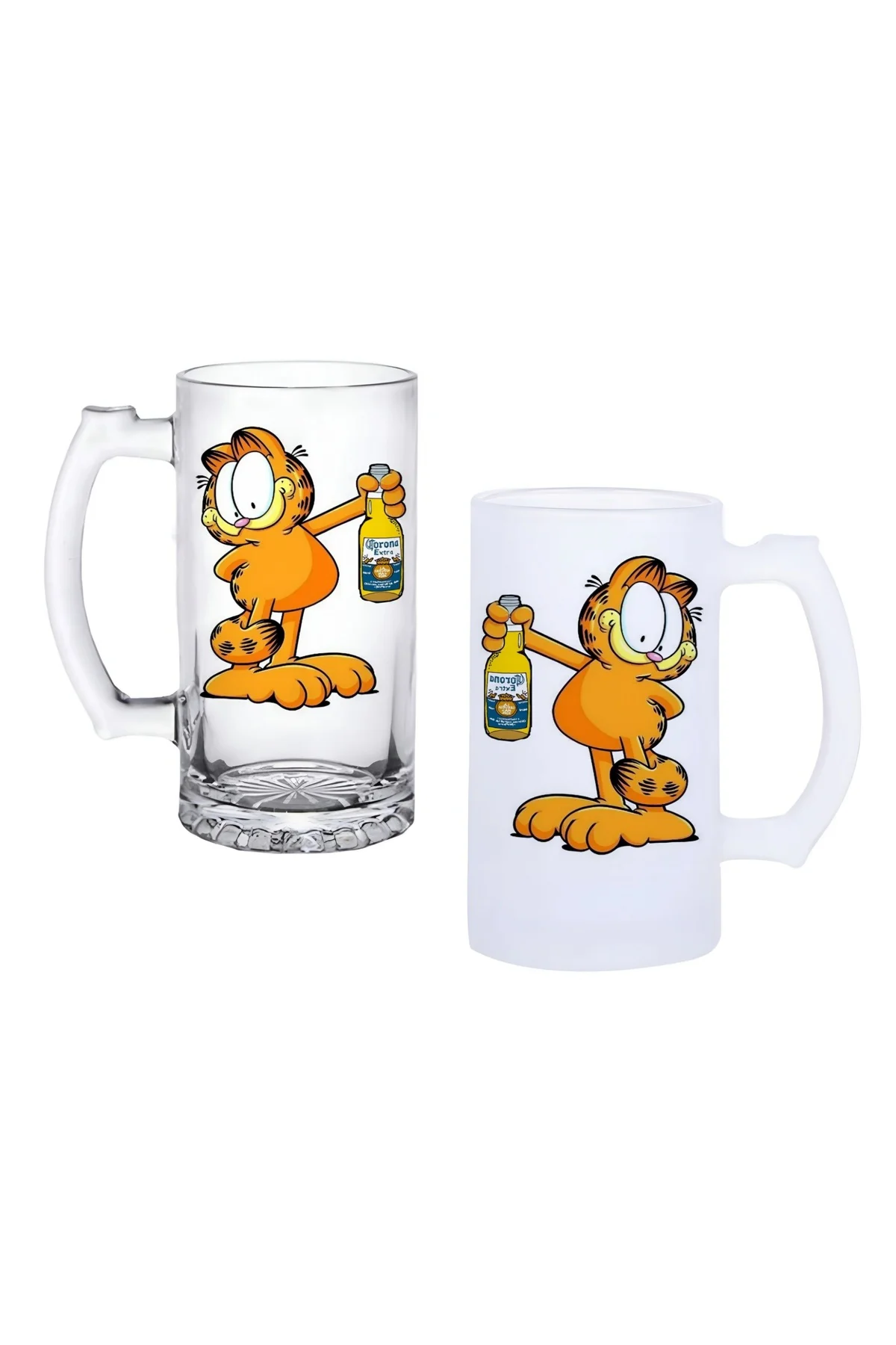 Garfield Kulplu Bira Bardağı Buzlu veya Şeffaf Seçenekli 078