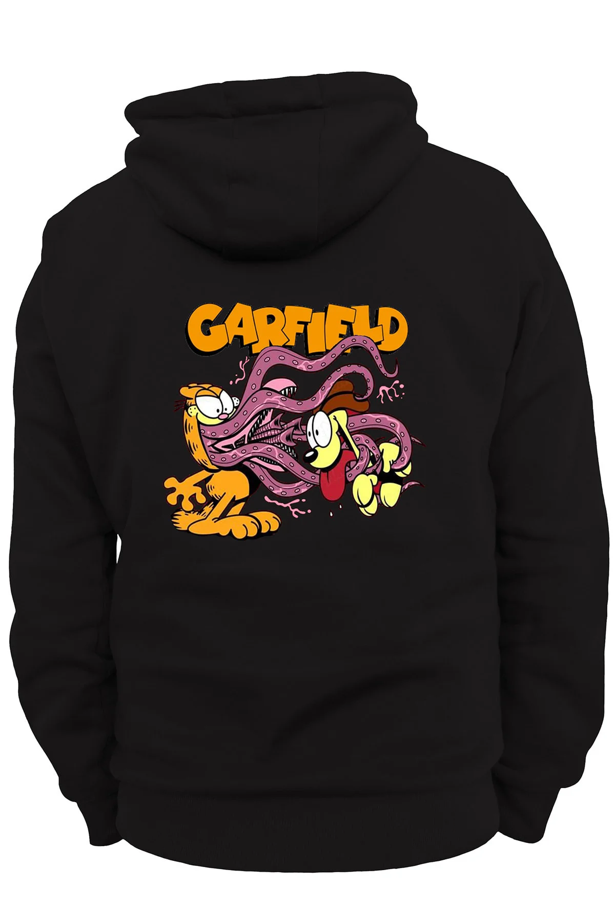 Garfield Arka Baskılı, %100 Pamuk, 3 Ipl. Şardonlu, Içi Polar, Çok Kalın Hoodie