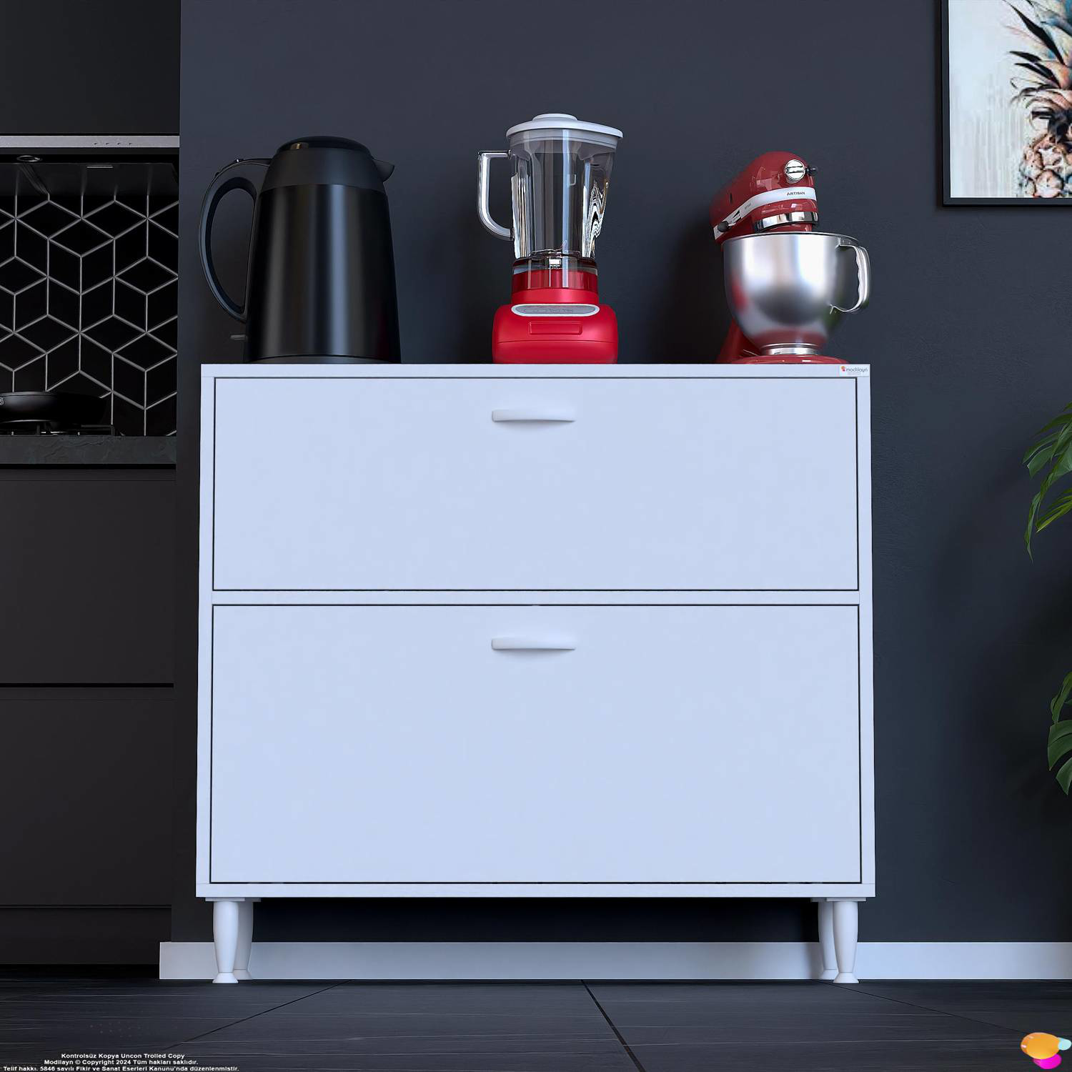 Gaye Çok Amaçlı 2 Kapaklı Dolap 100x87x32 cm Banyo Mutfak Çocuk O Gaye Çok Amaçlı 2 Kapaklı Dolap 100x87x32 cm Banyo Mutfak Çocuk O - Görsel 3