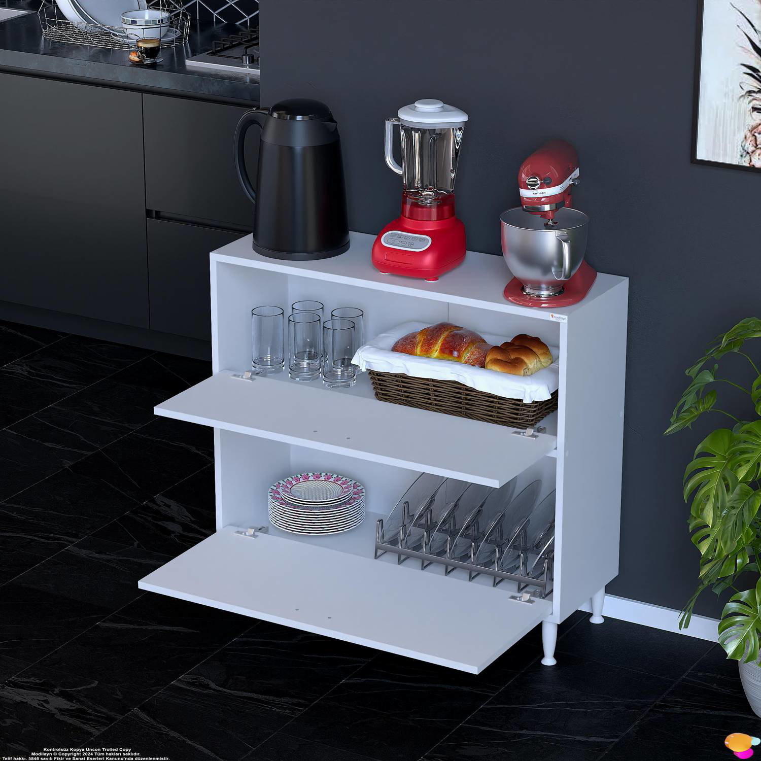 Gaye Çok Amaçlı 2 Kapaklı Dolap 100x87x32 cm Banyo Mutfak Çocuk O Gaye Çok Amaçlı 2 Kapaklı Dolap 100x87x32 cm Banyo Mutfak Çocuk O - Görsel 4