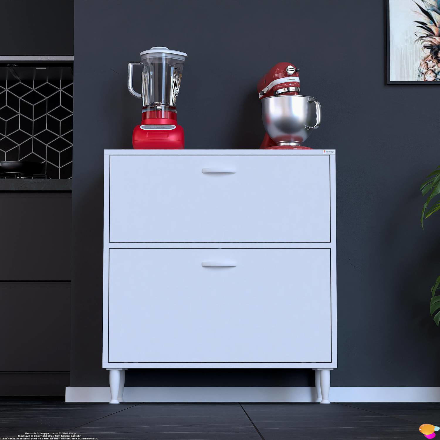 Gaye Çok Amaçlı 2 Kapaklı Dolap 75x87x32 cm Banyo Mutfak Çocuk Od Gaye Çok Amaçlı 2 Kapaklı Dolap 75x87x32 cm Banyo Mutfak Çocuk Od - Görsel 3