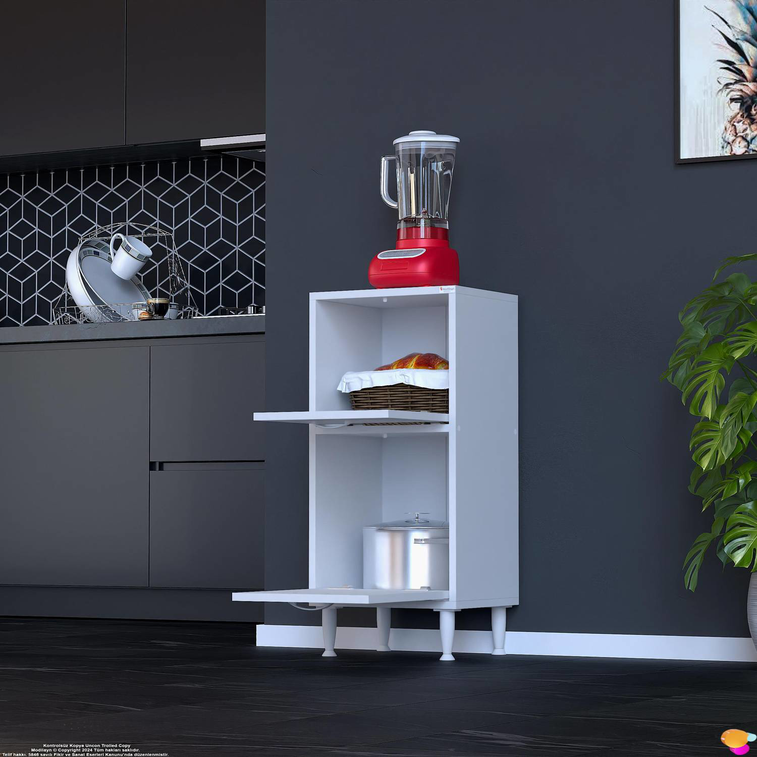Gaye Çok Amaçlı 2 Kapaklı Dolap 45x87x32 cm Banyo Mutfak Çocuk Od - Görsel 4