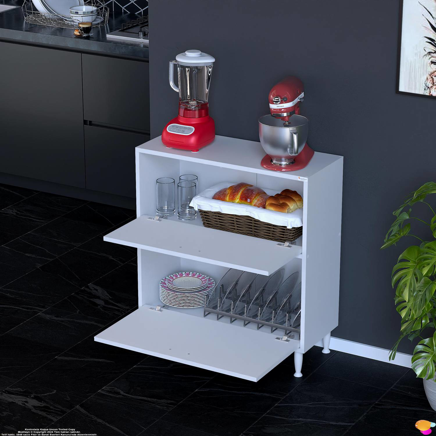 Gaye Çok Amaçlı 2 Kapaklı Dolap 75x87x32 cm Banyo Mutfak Çocuk Od Gaye Çok Amaçlı 2 Kapaklı Dolap 75x87x32 cm Banyo Mutfak Çocuk Od - Görsel 4