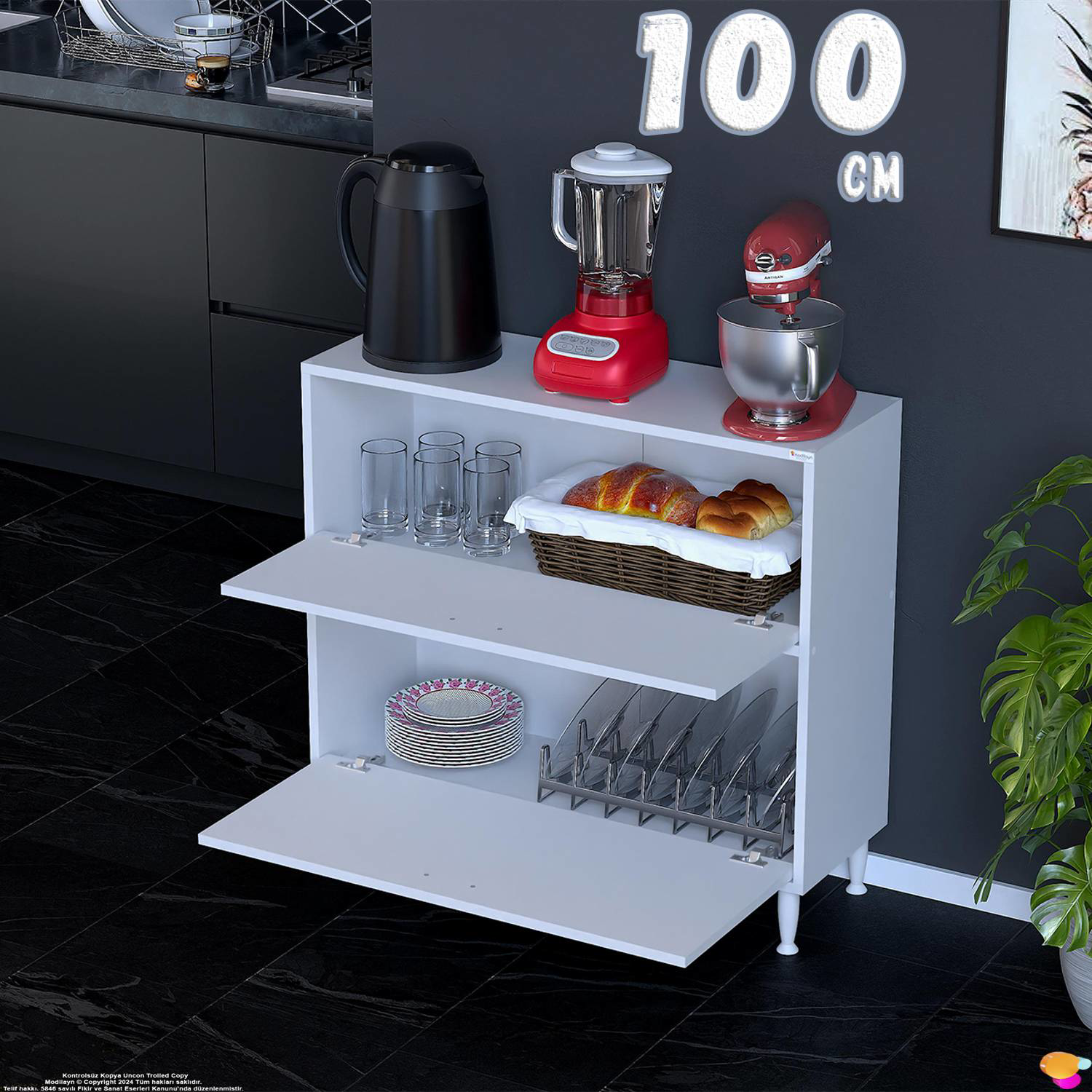 Gaye Çok Amaçlı 2 Kapaklı Dolap 100x87x32 cm Banyo Mutfak Çocuk O Gaye Çok Amaçlı 2 Kapaklı Dolap 100x87x32 cm Banyo Mutfak Çocuk O