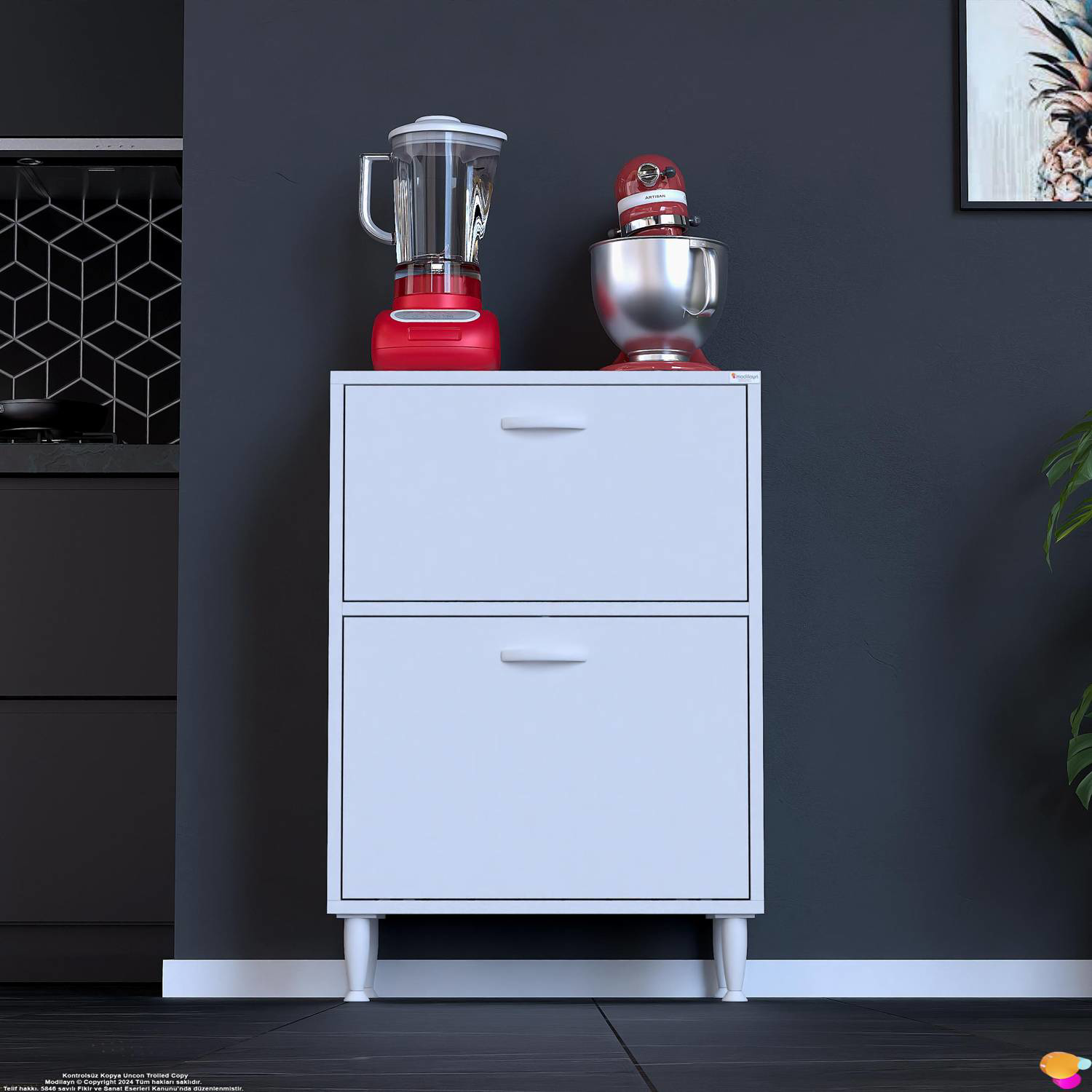 Gaye Çok Amaçlı 2 Kapaklı Dolap 65x87x32 cm Banyo Mutfak Çocuk Od Gaye Çok Amaçlı 2 Kapaklı Dolap 65x87x32 cm Banyo Mutfak Çocuk Od - Görsel 3