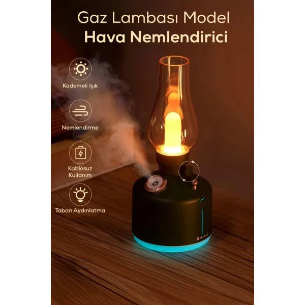 Gaz Lambası Tasarımlı 280 ml Kapasiteli USB Hava Nemlendirici