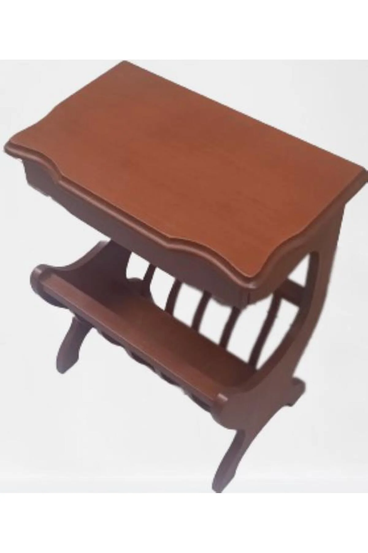 Gazete 12600 Sehpa Model Kayın MDF Torna tabla Parlak Ceviz Boya Tutmalık El Yapı - Görsel 6