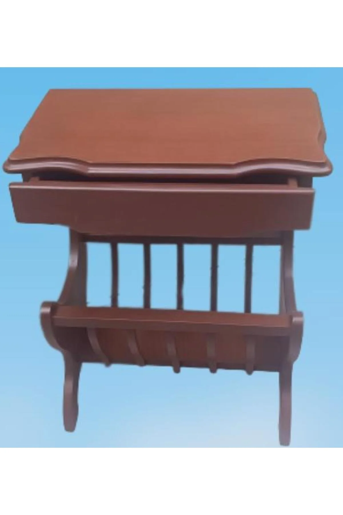 Gazete 12600 Sehpa Model Kayın MDF Torna tabla Parlak Ceviz Boya Tutmalık El Yapı - Görsel 7