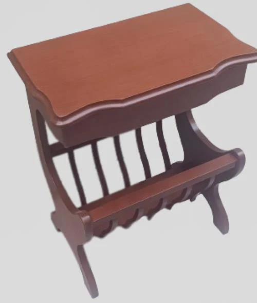 Gazete 12600 Sehpa Model Kayın MDF Torna tabla Parlak Ceviz Boya Tutmalık El Yapı