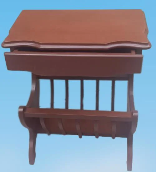Gazete 12600 Sehpa Model Kayın MDF Torna tabla Parlak Ceviz Boya Tutmalık El Yapı